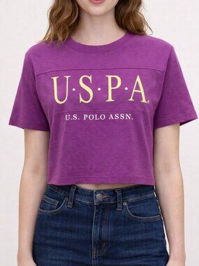 Brand New Women USPA T-shirt Purple Short Sleeves Crew Neck Size M